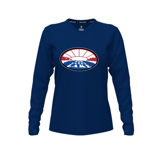 [FTLVCFNV-FYXS-LOGO2] Decker Comfort T-Shirt (Female Youth XS, Navy, V Neck, Logo 2, Long Sleeve)