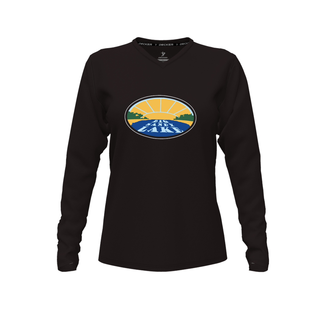 [CUS-DFW-TEES-CMF-VNK-LSL-BLK-FYXS-LOGO1] Decker Comfort T-Shirt (Female Youth XS, Black, Crew Neck, Long Sleeve, Logo 1)