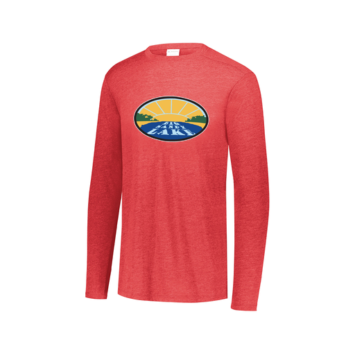 [FTLCUBRD-AXS-LOGO1] Decker Men's Tri-Blend T-Shirt - Long Sleeve (Adult XS, Red, Logo 1)